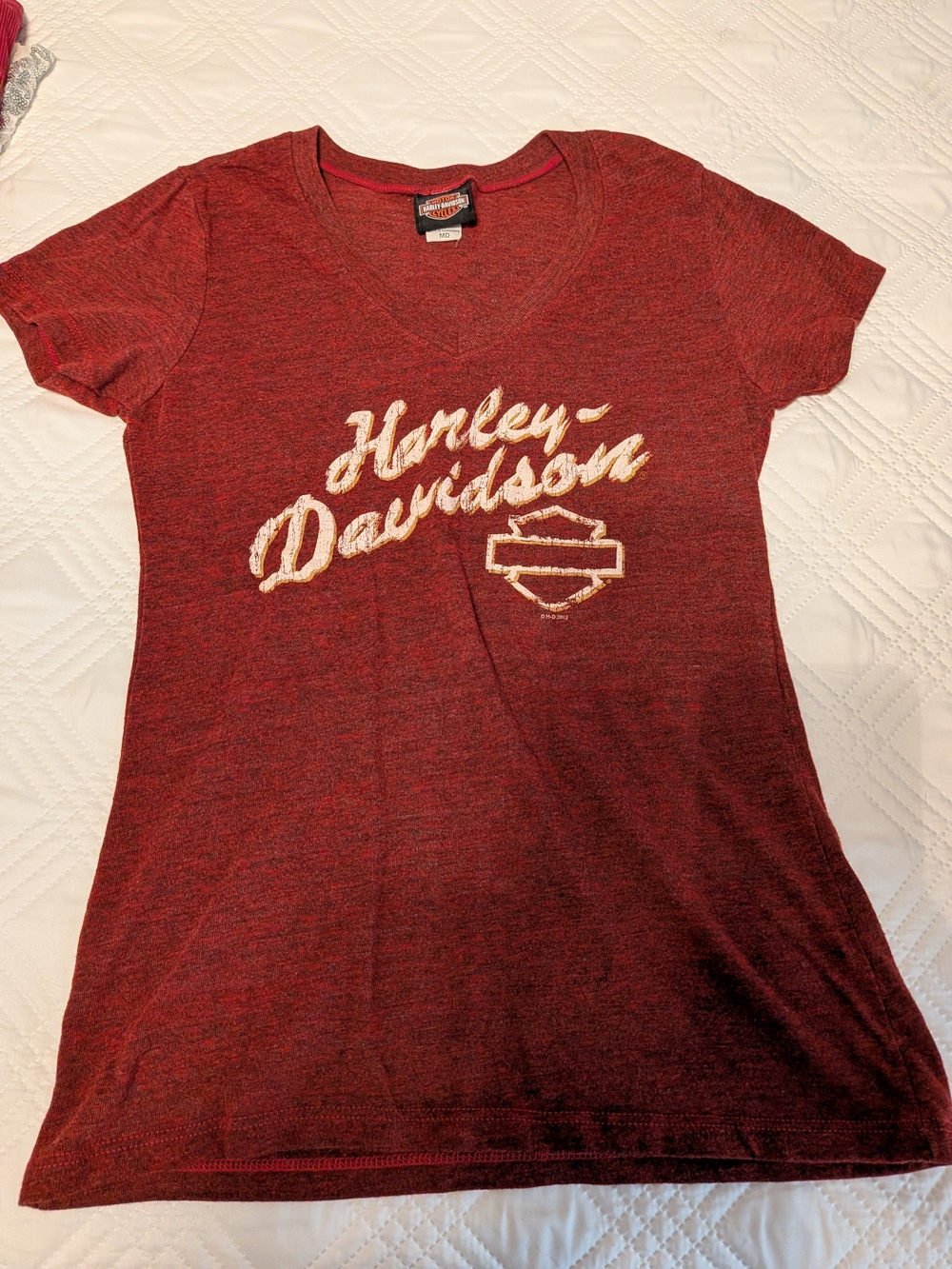 Harley-Davidson Women's V-Neck Graphic Tee - Red